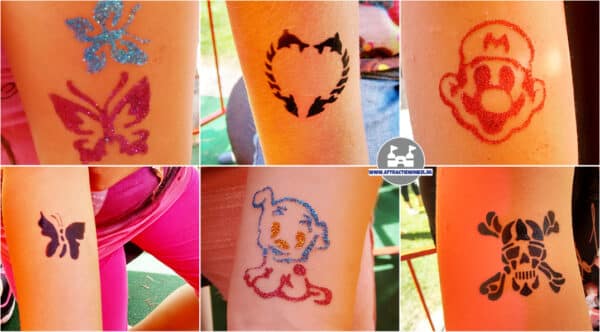 Tijdelijke tattoo voor Kinderen Airbrush en Glitter - Attractiewinkel